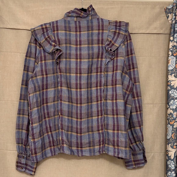 Sezane Jane Shirt Blush Check Print - Size 12 - Picture 4 of 7